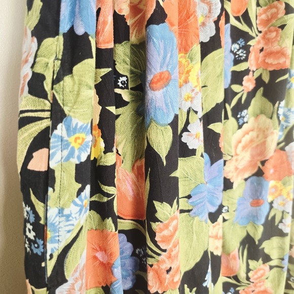 VTG Phases Women Medium House Patio Dress Gown Beads‎ Floral Pockets Cotton.A142 - Picture 10 of 13